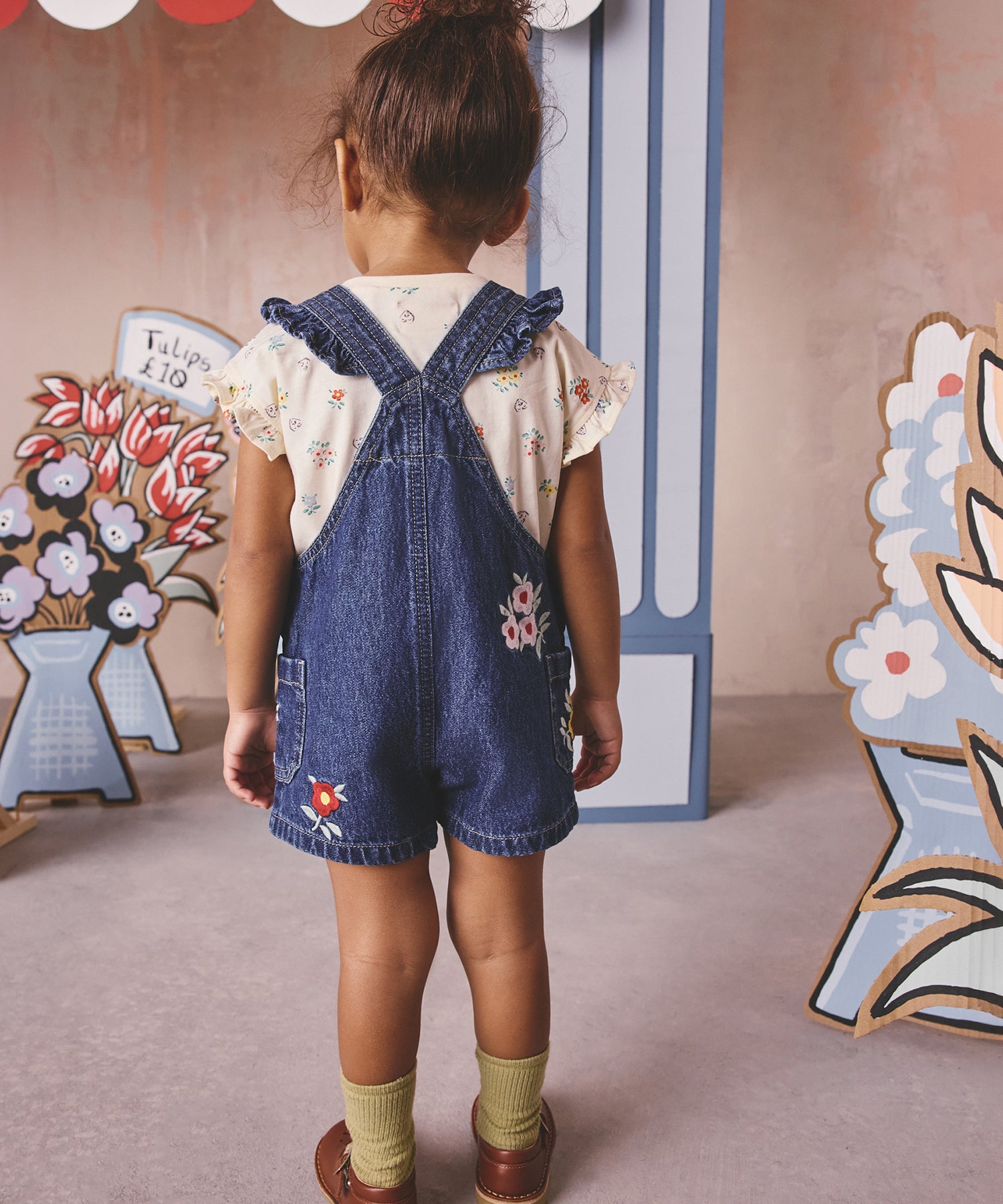 キッズ トップス ＆ サロペット セット Button Block Floral | Cath