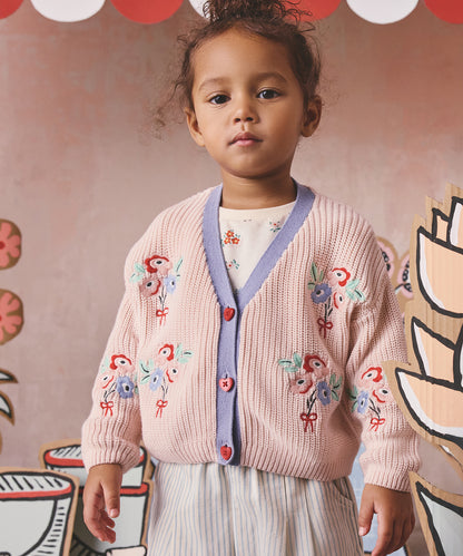 キッズ 刺繍カーディガン Flower Bunch Embroidery