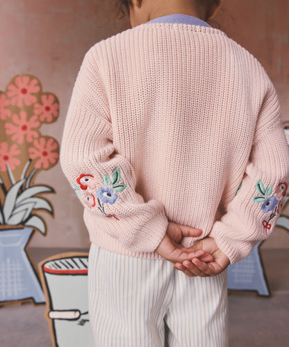 キッズ 刺繍カーディガン Flower Bunch Embroidery