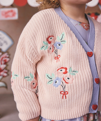 キッズ 刺繍カーディガン Flower Bunch Embroidery