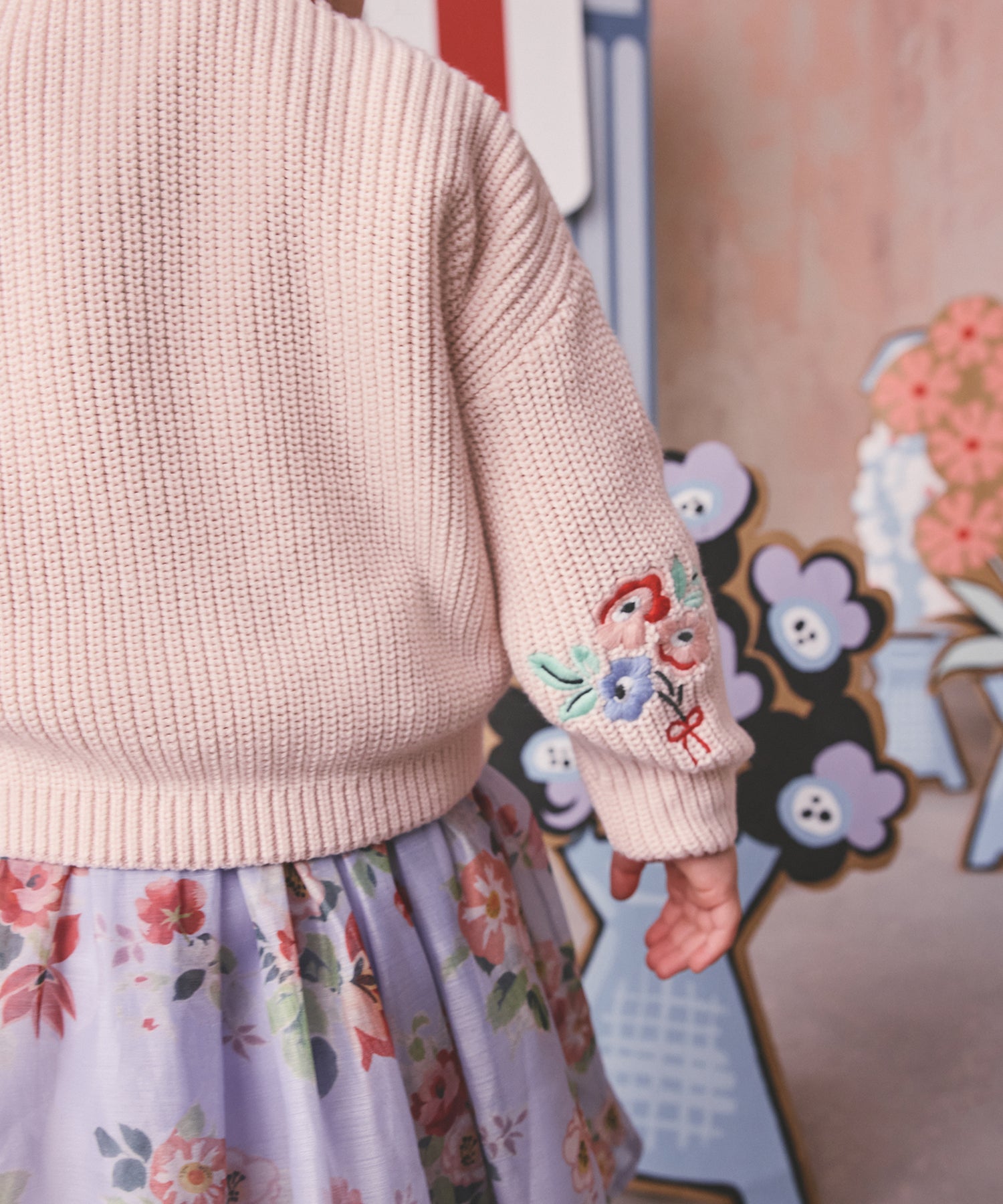 キッズ 刺繍カーディガン Flower Bunch Embroidery