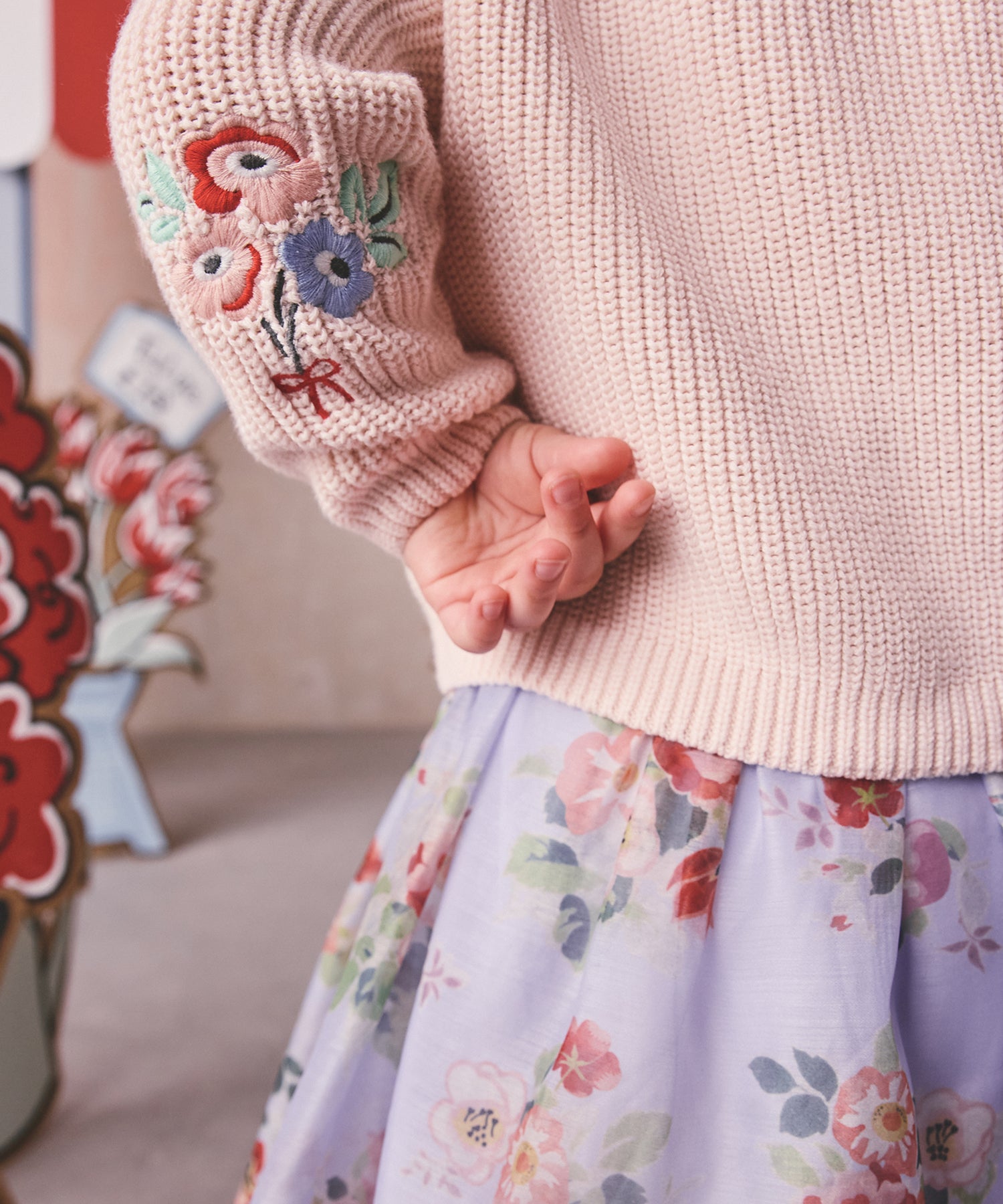 キッズ 刺繍カーディガン Flower Bunch Embroidery