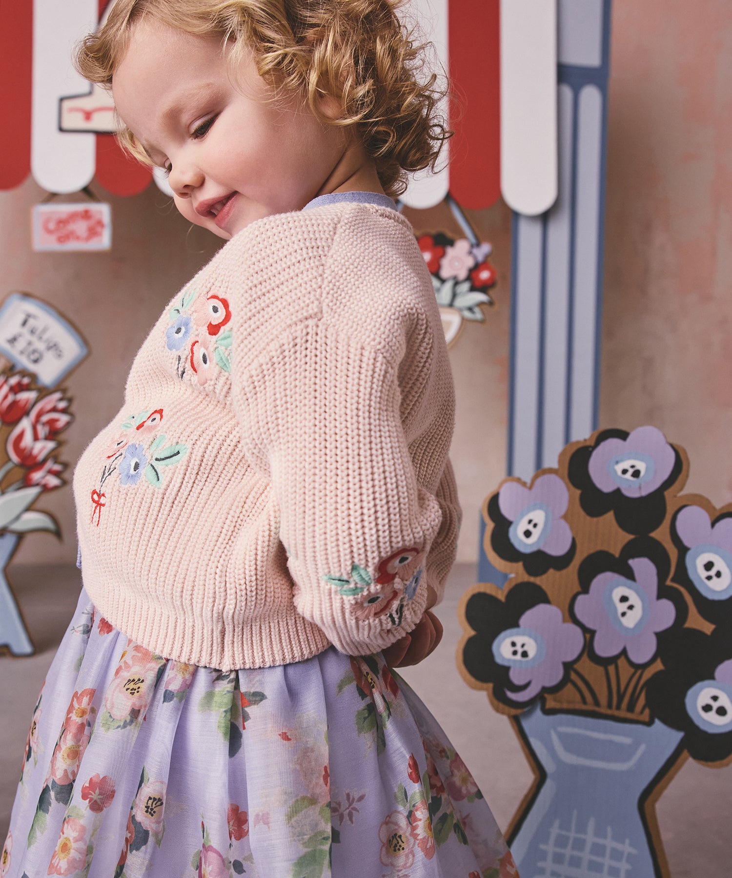 キッズ 刺繍カーディガン Flower Bunch Embroidery