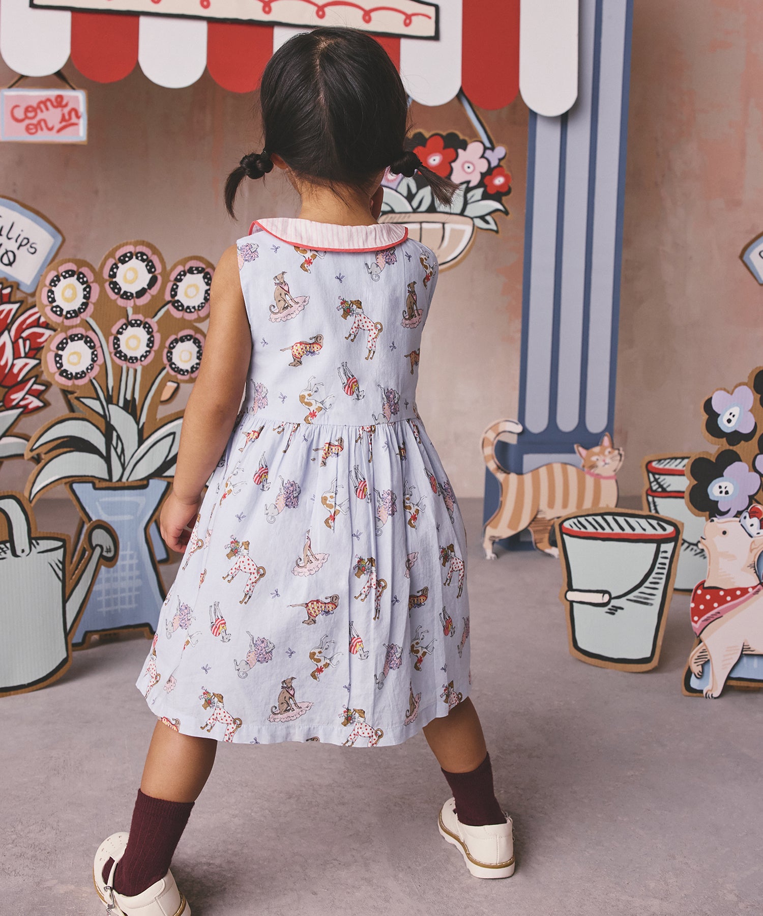 キッズ ラウンドカラー ノースリーブ ワンピース Hackney Dogs