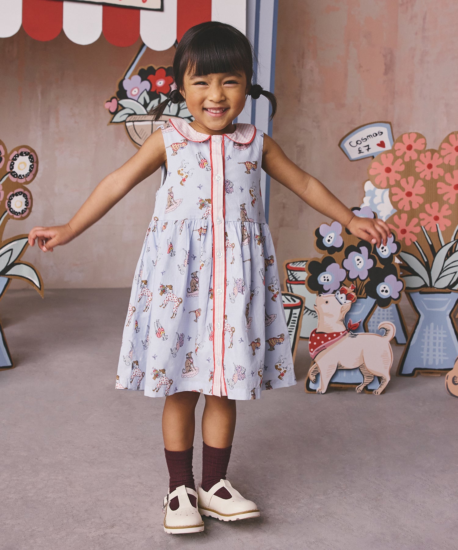 キッズ ラウンドカラー ノースリーブ ワンピース Hackney Dogs