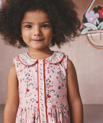 キッズ ラウンドカラー ノースリーブ ワンピース Puppy Floral