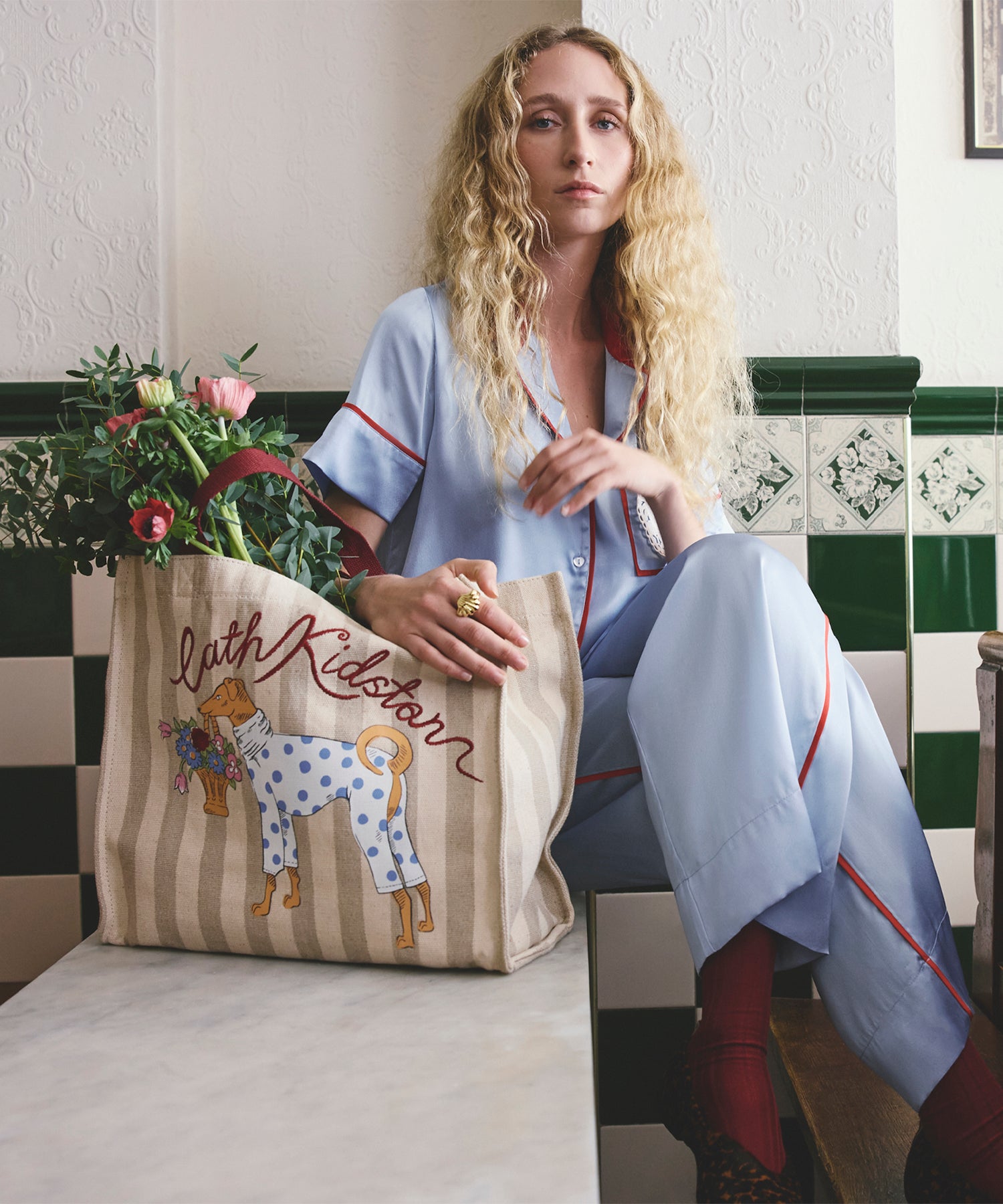 ドッグ イーストウエスト トートバッグ Cath Stripe