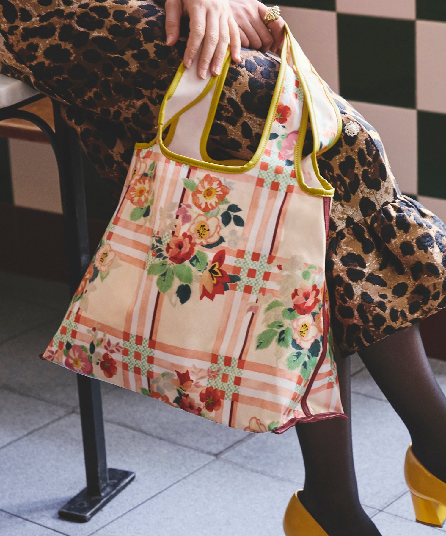 メリルボーン ショッパー Archive Floral Check