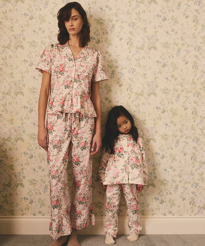 フリル ショートスリーブ ボタン パジャマ Hackney Rose