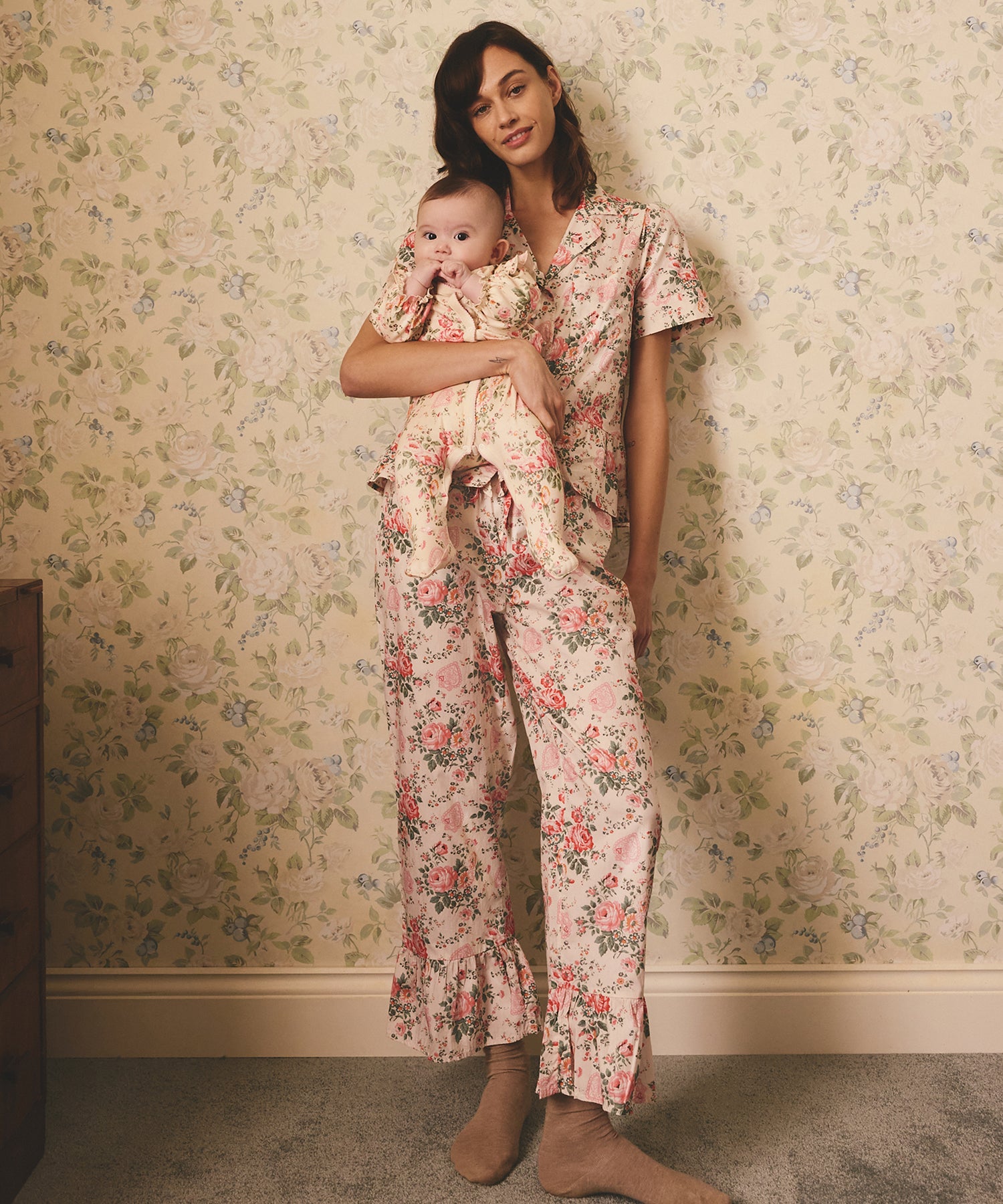 フリル ショートスリーブ ボタン パジャマ Hackney Rose