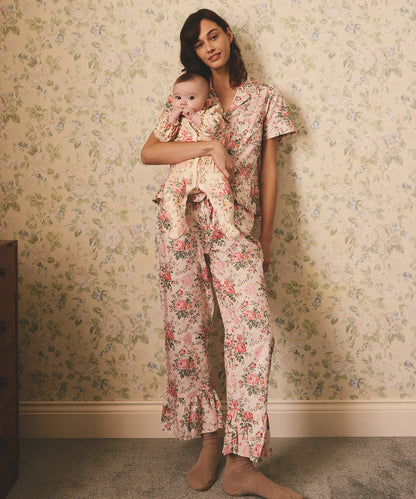 フリル ショートスリーブ ボタン パジャマ Hackney Rose