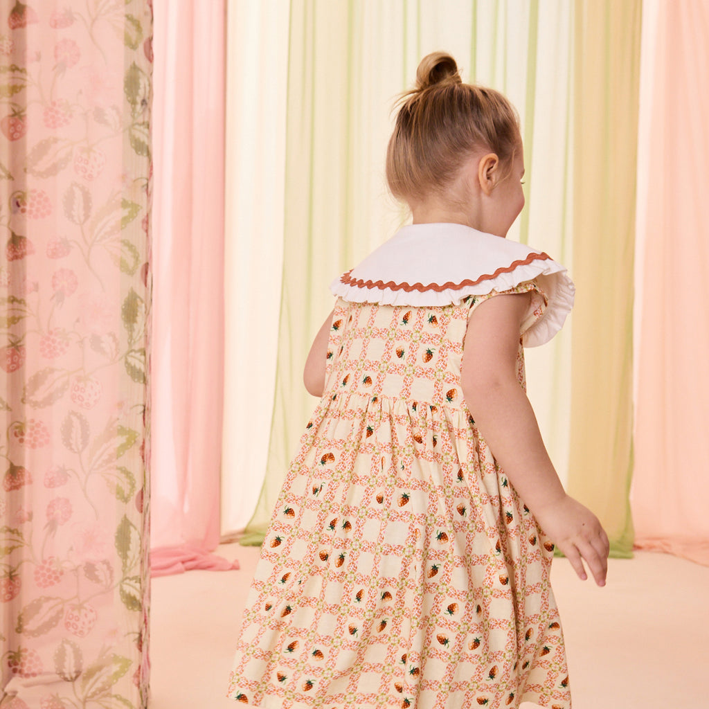 キッズ フリルカラー ワンピース Strawberry Check | Cath Kidston 