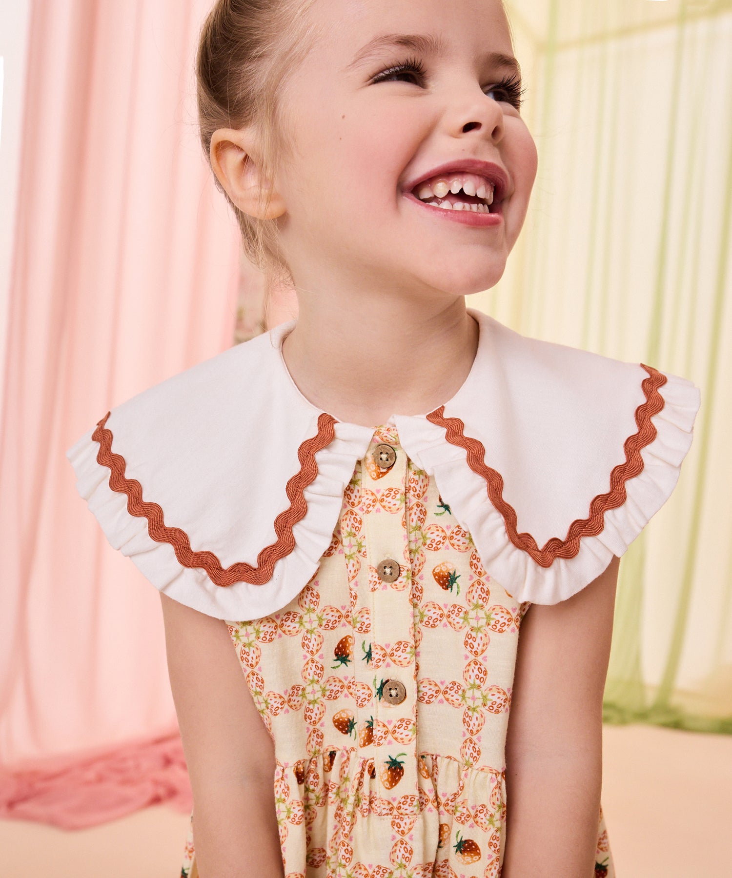 kilig キリグ　キッズフリルワンピース キッズ フリルカラー ワンピース Strawberry Check | Cath Kidston