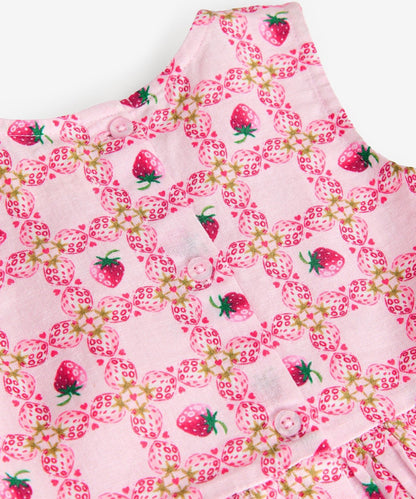 キッズ ペプラム トップス & パンツ セット Strawberry Check