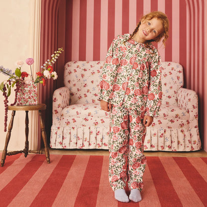 キッズ ボタンスルーパジャマ Red Floral