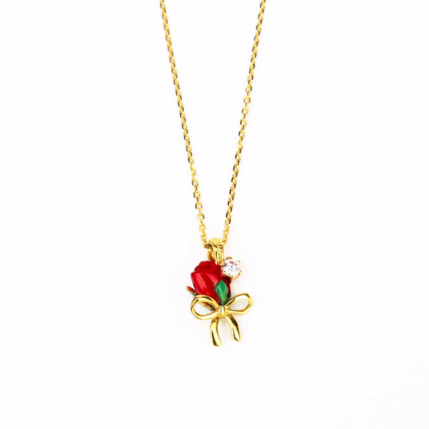 イエローゴールド ネックレス Ribbon Floral