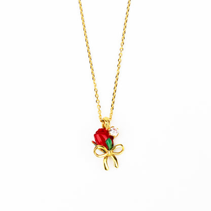 イエローゴールド ネックレス Ribbon Floral