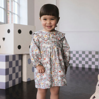 キッズ ロングスリーブ ワンピース Ditsy Print