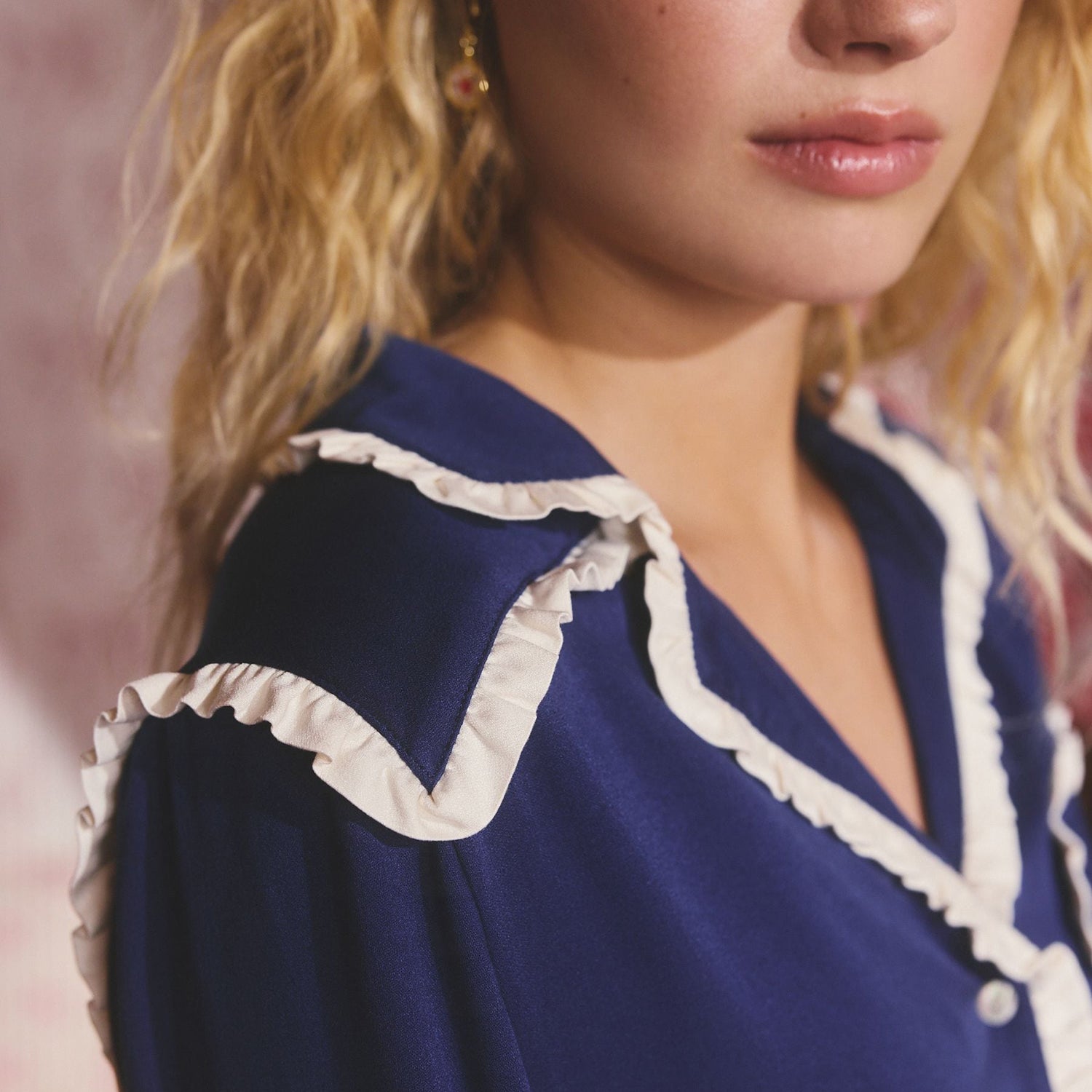 ボタン フリルハートパジャマ