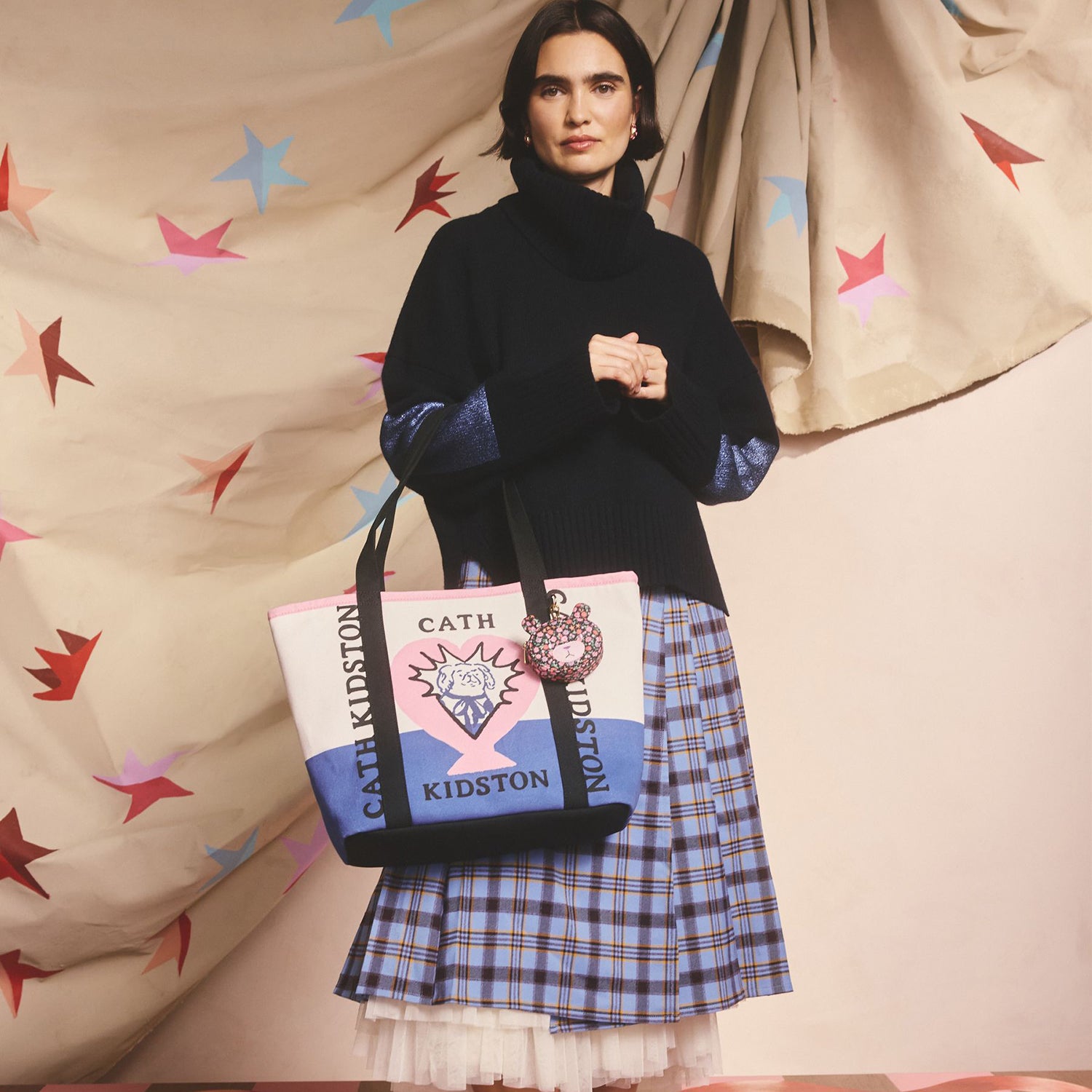 クリップ オン ベア コインパースFolding Star Ditsy