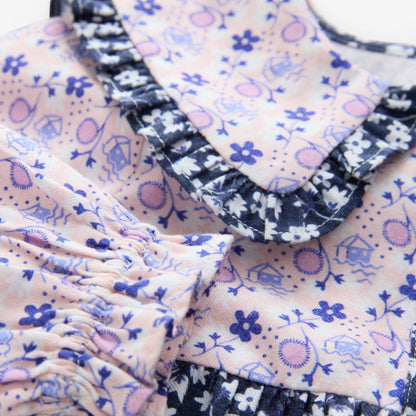 キッズ ロングスリーブ ワンピース Multi Navy Ditsy