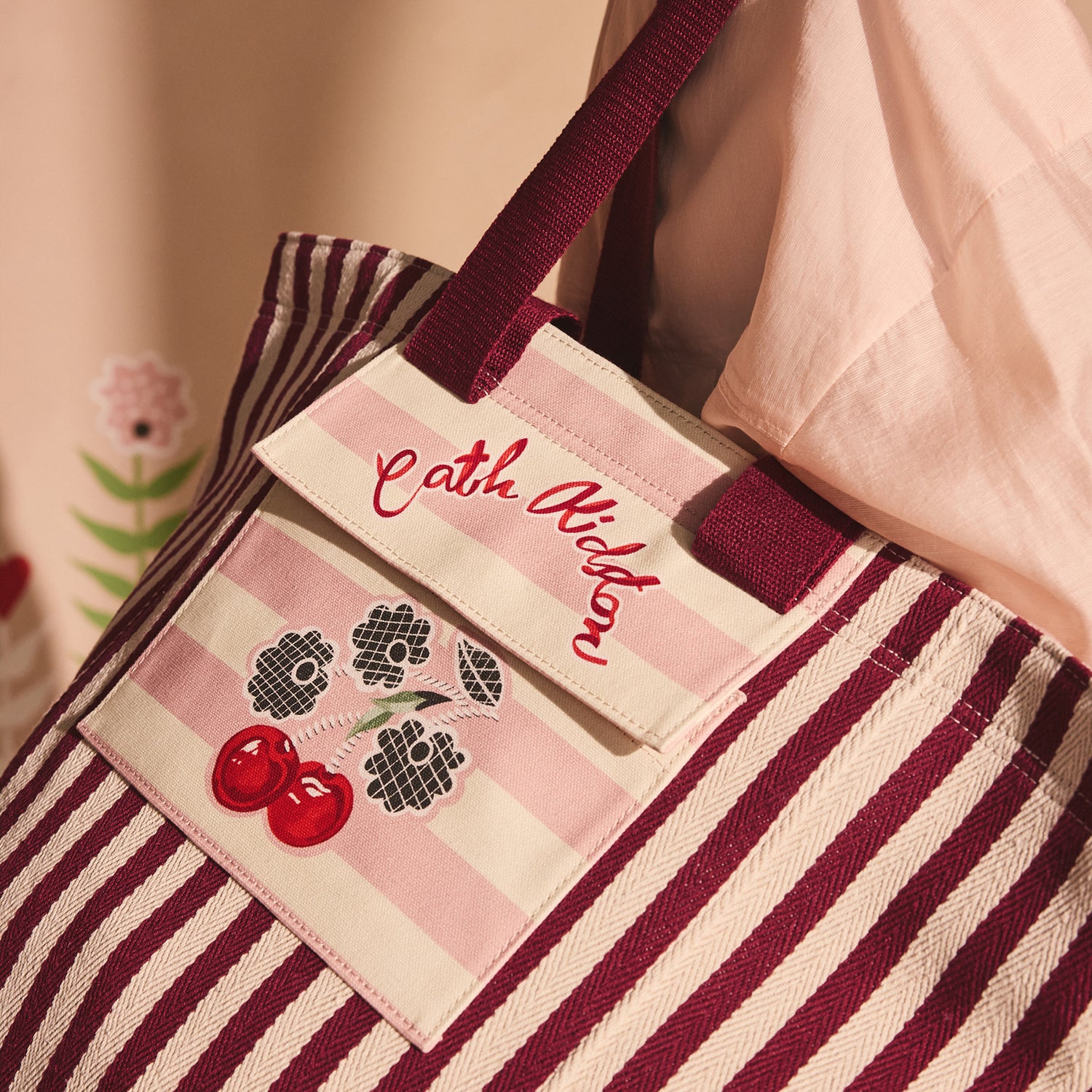 ラージ マーケット トートバッグ Cherry Stripe