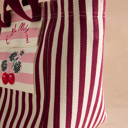 ラージ マーケット トートバッグ Cherry Stripe