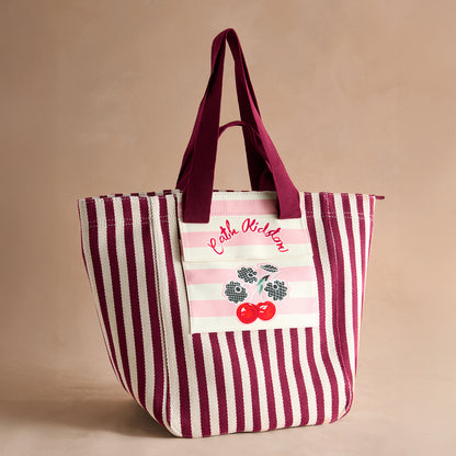 ラージ マーケット トートバッグ Cherry Stripe