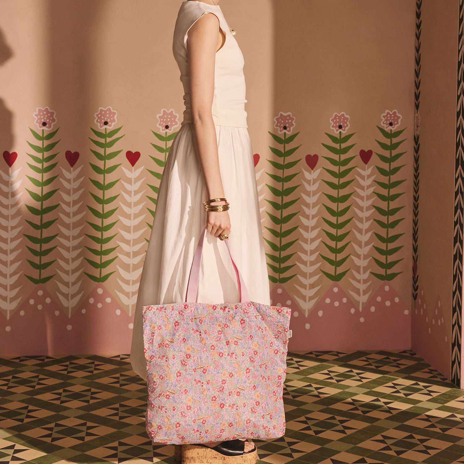 ラージ フォルダウェイ トートバッグ Beautiful Waters Ditsy | Cath