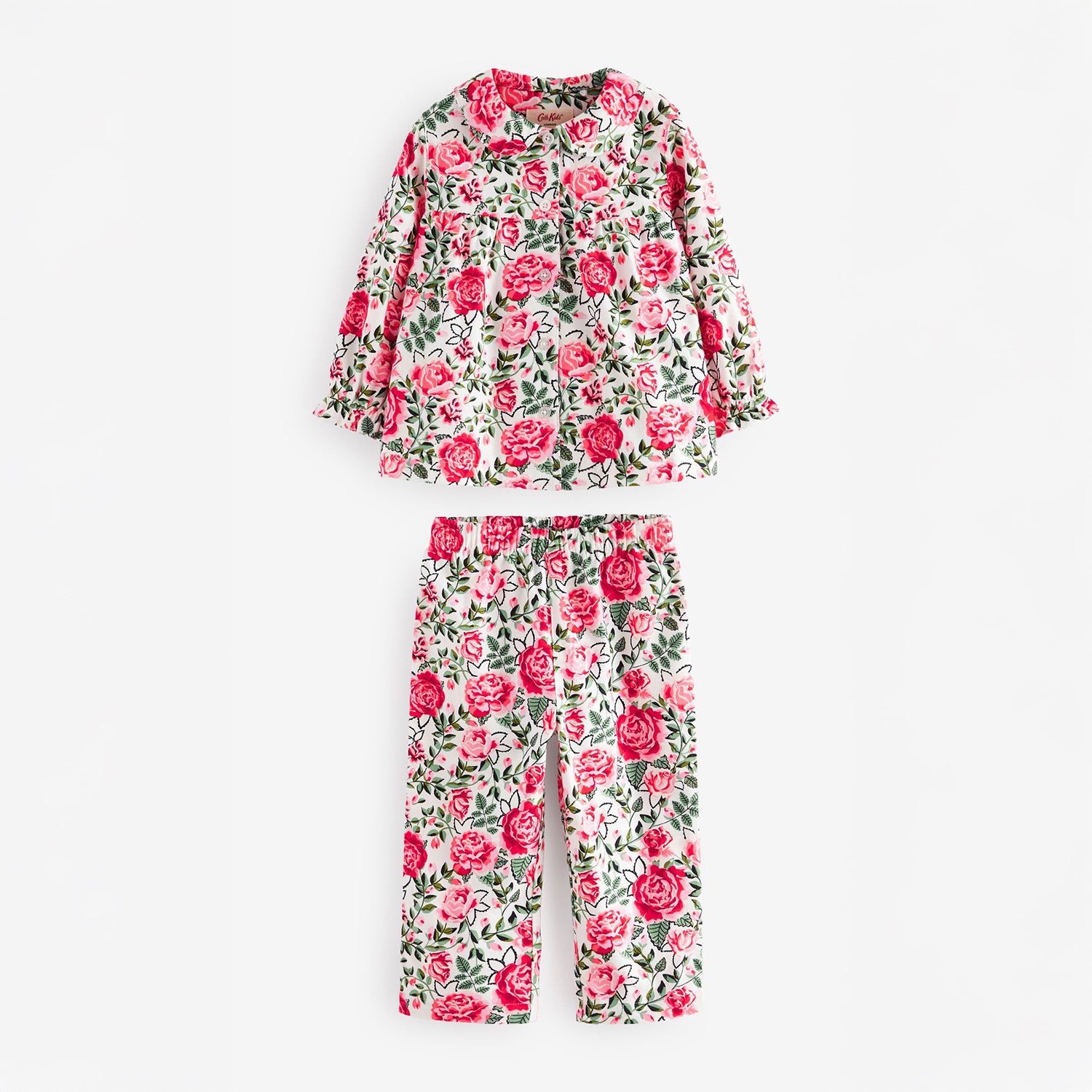 キッズ ボタンスルーパジャマ Red Floral