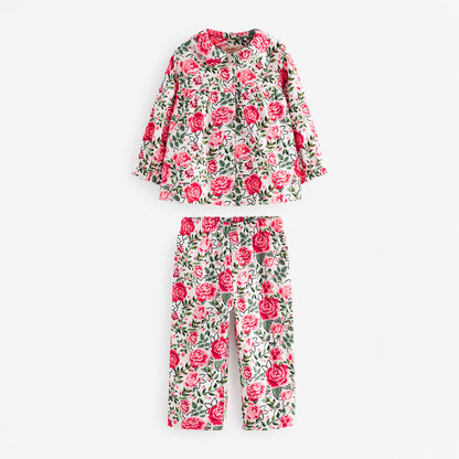 キッズ ボタンスルーパジャマ Red Floral
