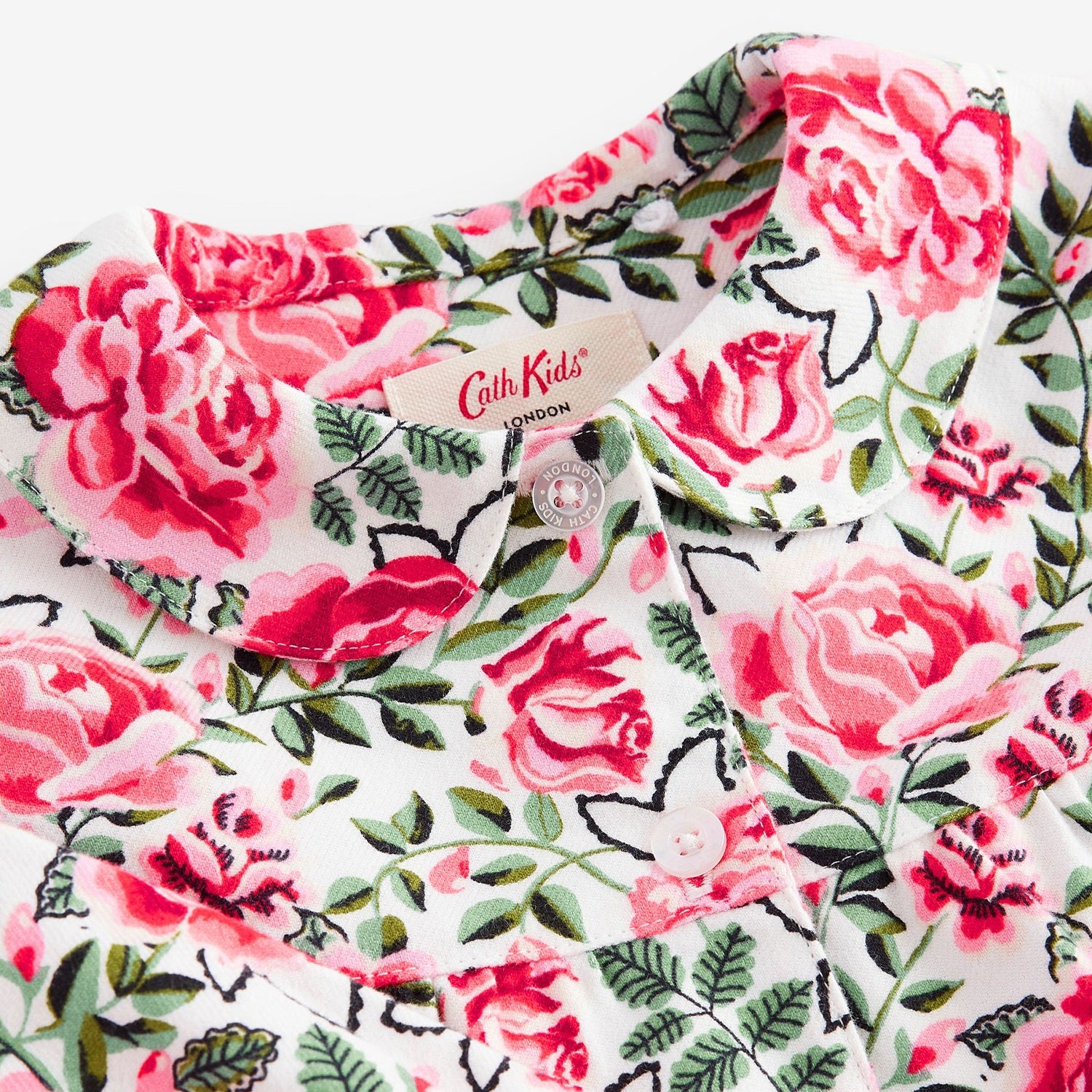 キッズ ボタンスルーパジャマ Red Floral