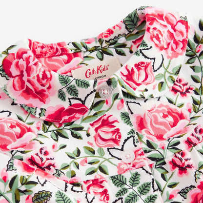 キッズ ボタンスルーパジャマ Red Floral