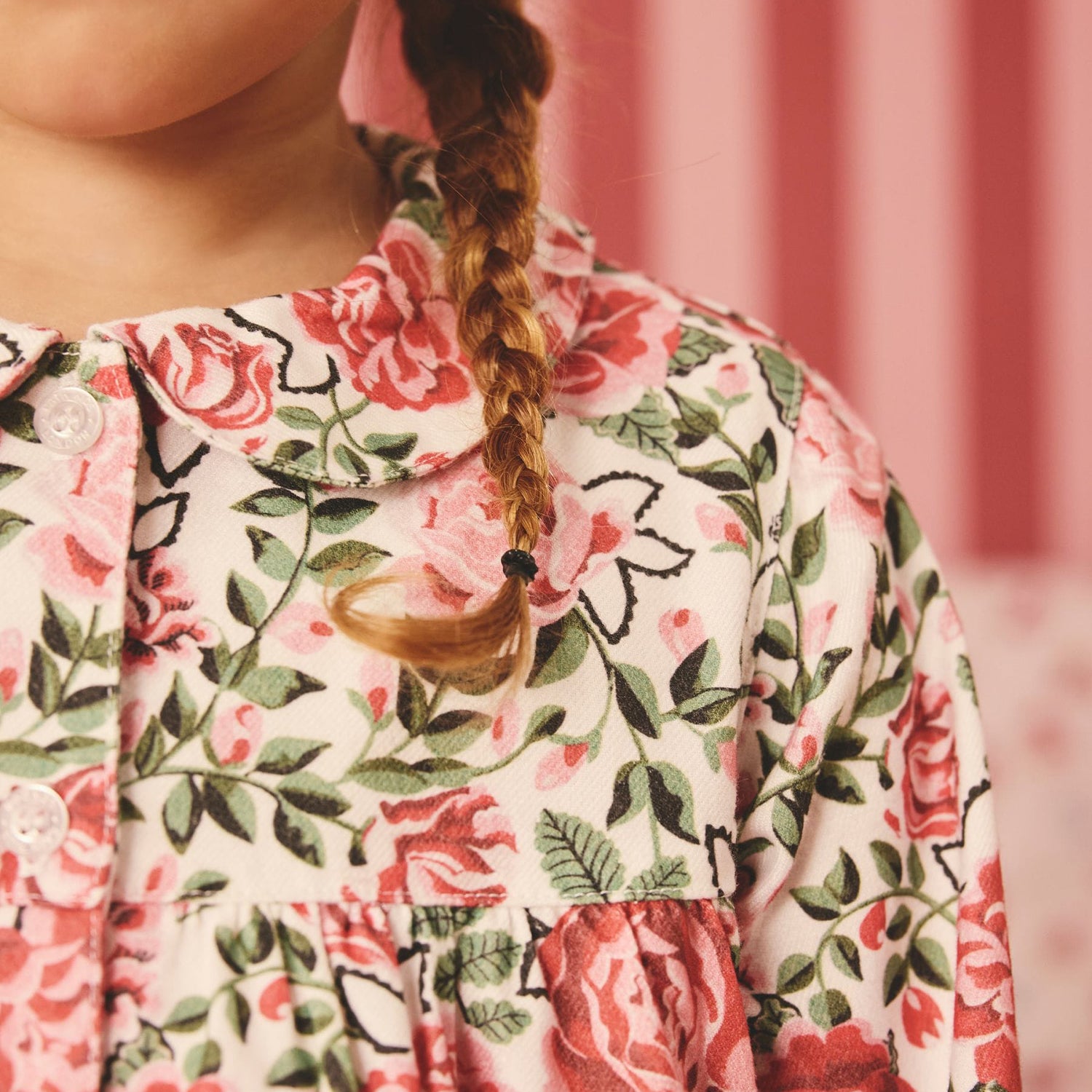 キッズ ボタンスルーパジャマ Red Floral