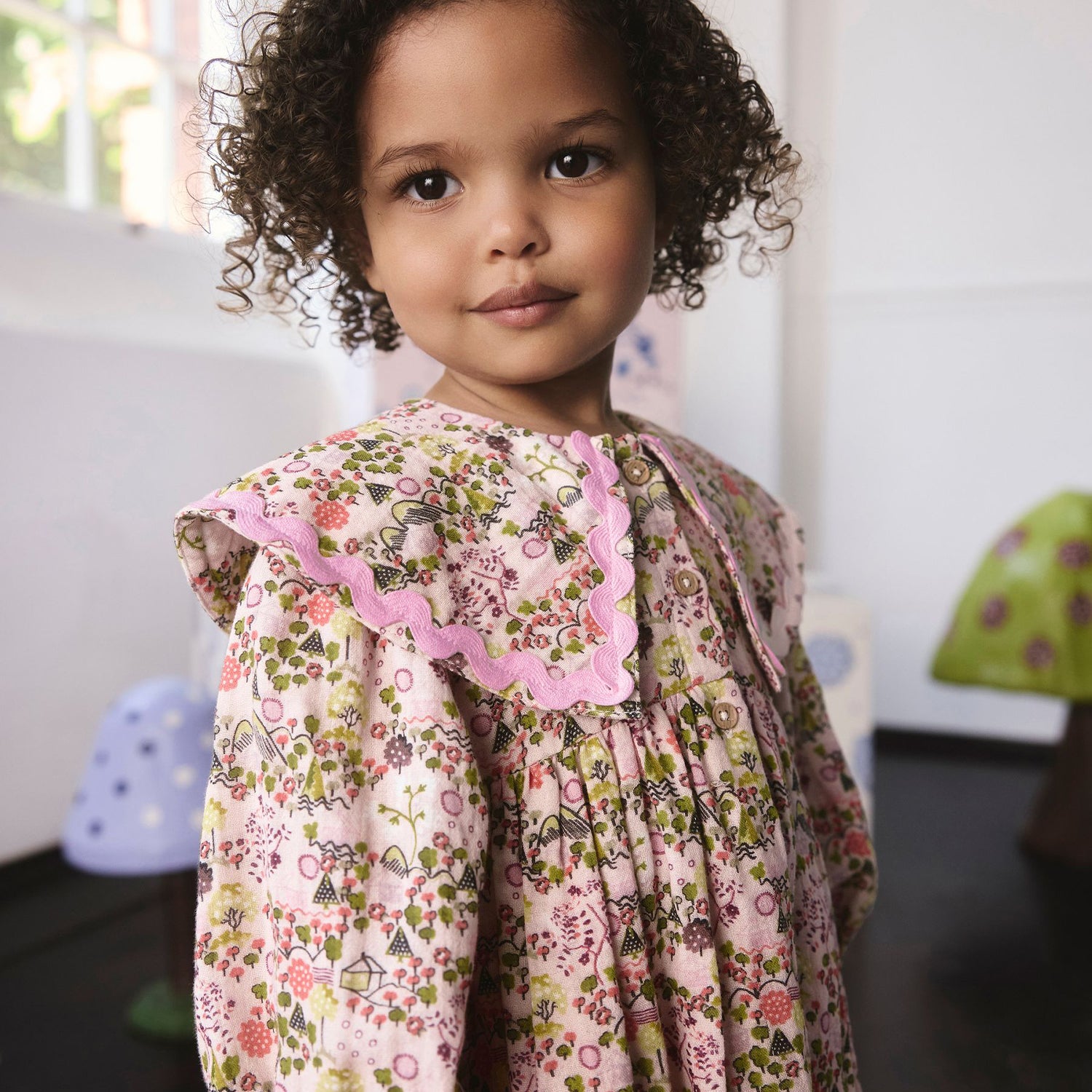 キッズ ビッグカラー ロングスリーブワンピース Tiny Town