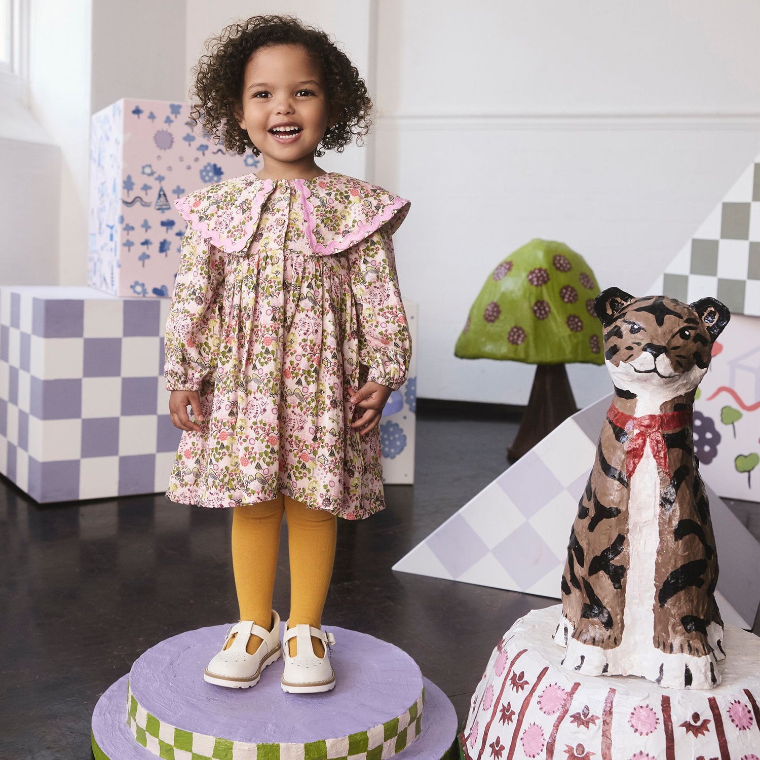 キッズ ビッグカラー ロングスリーブワンピース Tiny Town