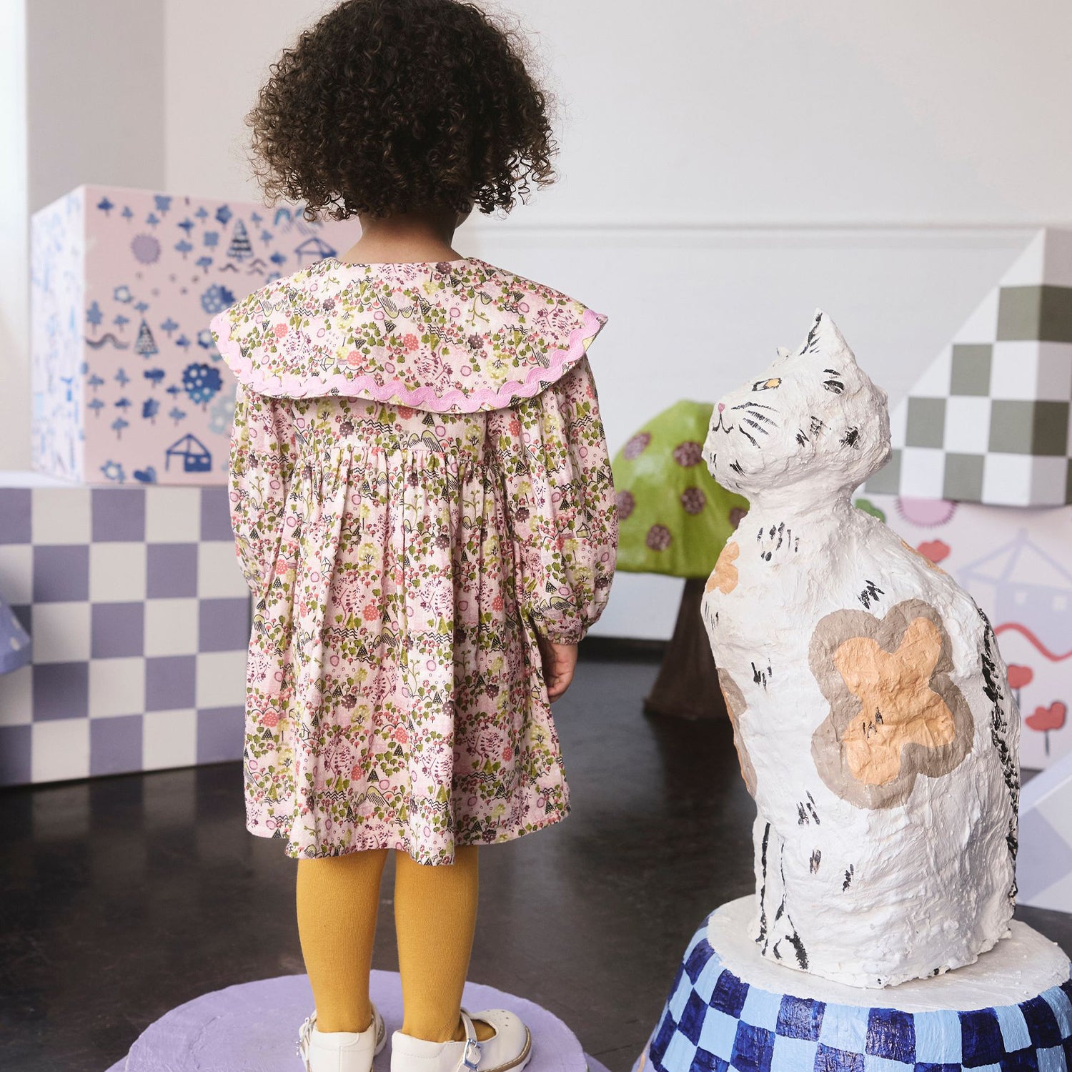 キッズ ビッグカラー ロングスリーブワンピース Tiny Town