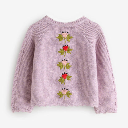 フローラル ケーブル カーディガン