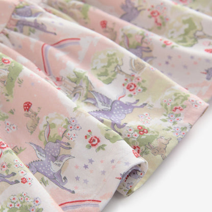 キッズ ロングスリーブ ティアードドレス Pink Unicorn