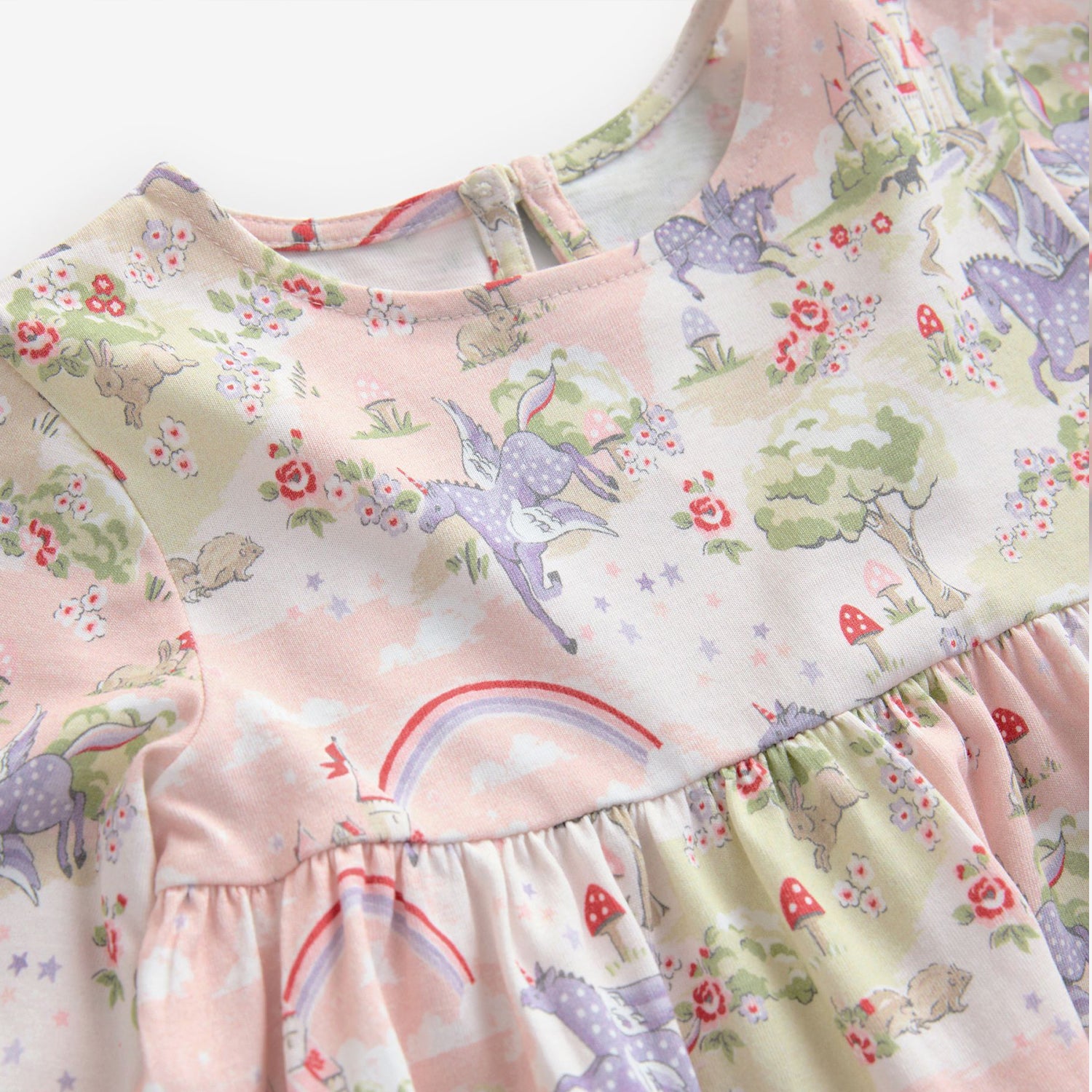 キッズ ロングスリーブ ティアードドレス Pink Unicorn